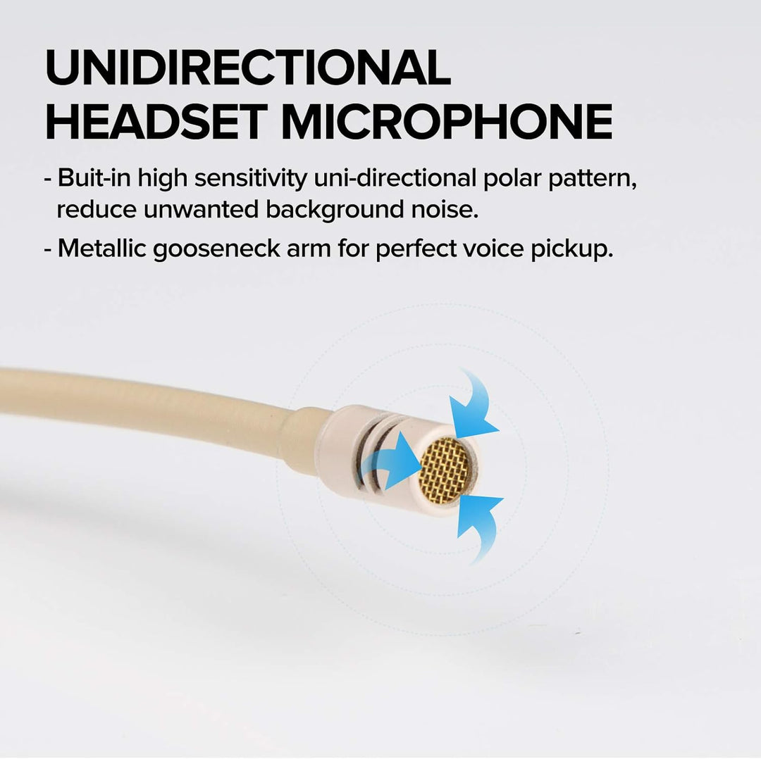 Sujeetec Headset Mikrofon Stirnband mic für Sennheiser kabellos Bodypack Transmitter Taschensender -