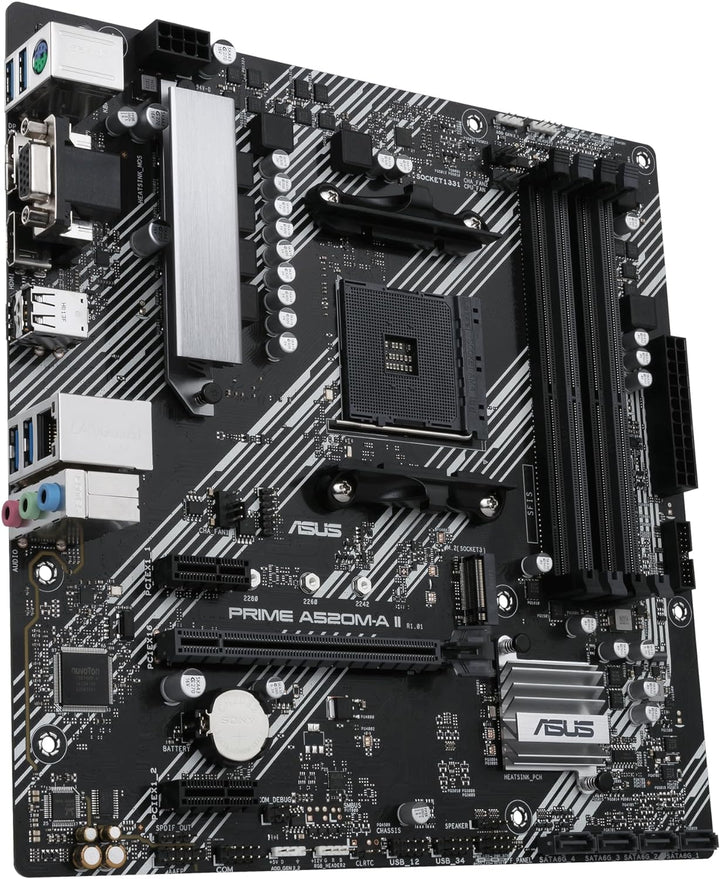 ASUS Prime A520M-A II/CSM Mainboard Sockel AM4 (AMD Ryzen, Micro-ATX, M.2, 1Gbit/s-Ethernet, SATA 6G