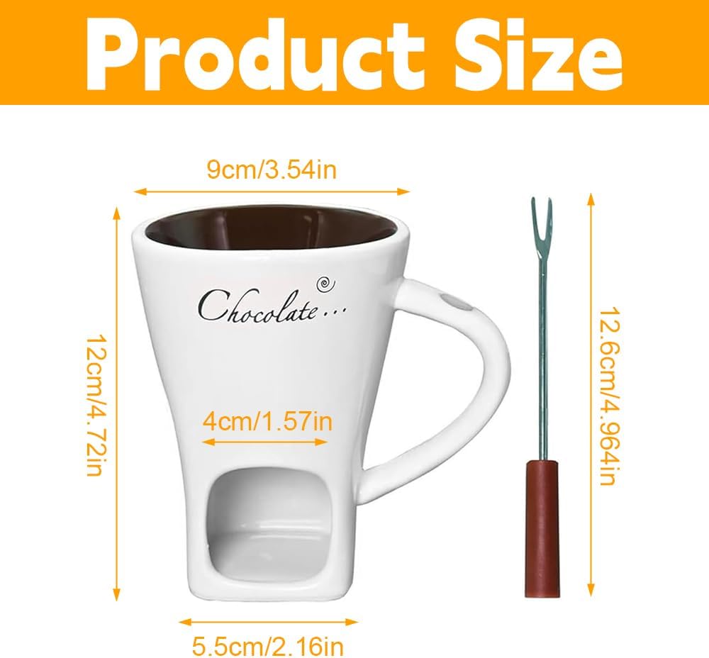 Hojalis Schokofondue Tasse, Keramik Schokoladenfondue Tasse, Schokoladenschmelz Becher mit Teelicht