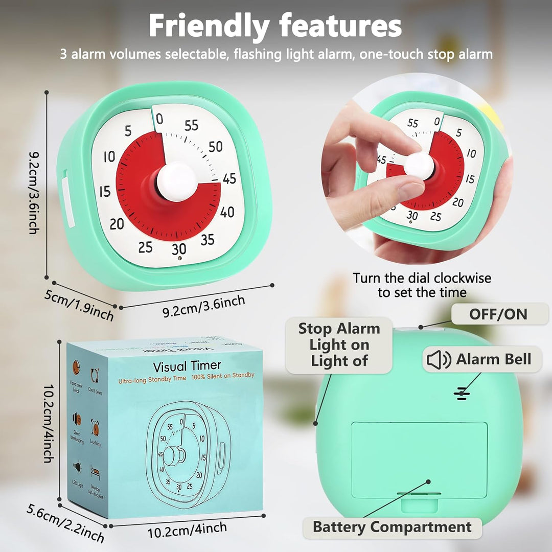 Visueller Timer Kinder mit mit Stummer Flash Funktion, 60-Minuten-Visual Timer für Kinder für Kinder