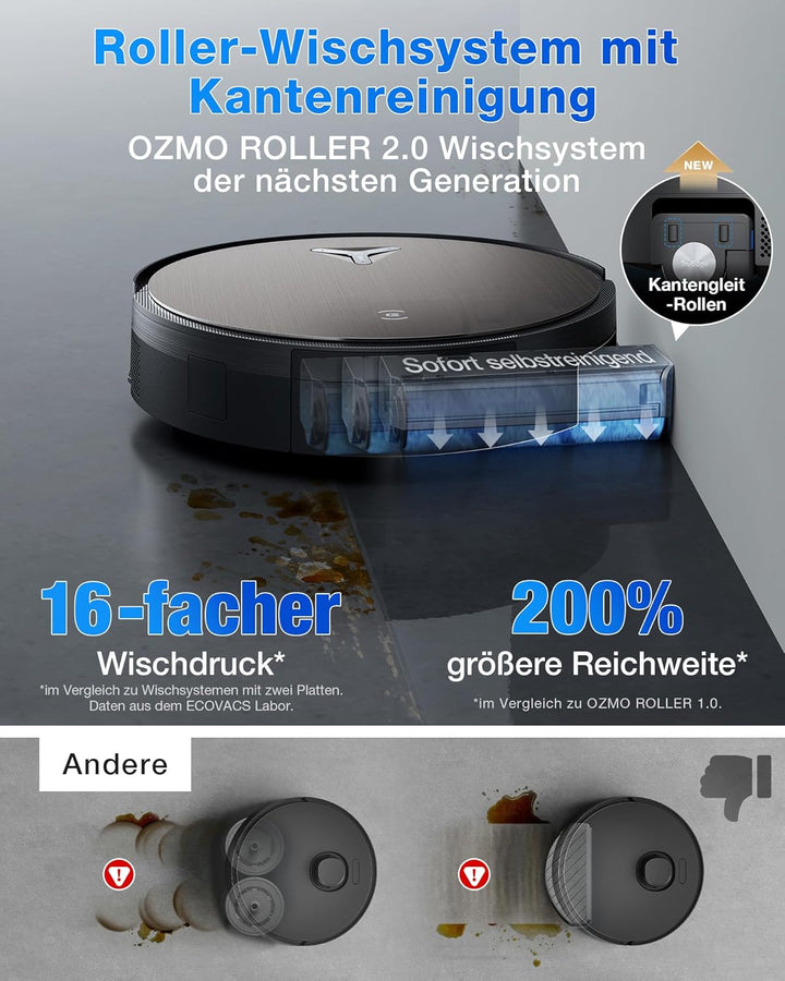 ECOVACS X11 OMNICYCLONE Saugroboter mit Wischfunktion, Blast + 19.500 Pa, ultraschnelles Akkuladen,
