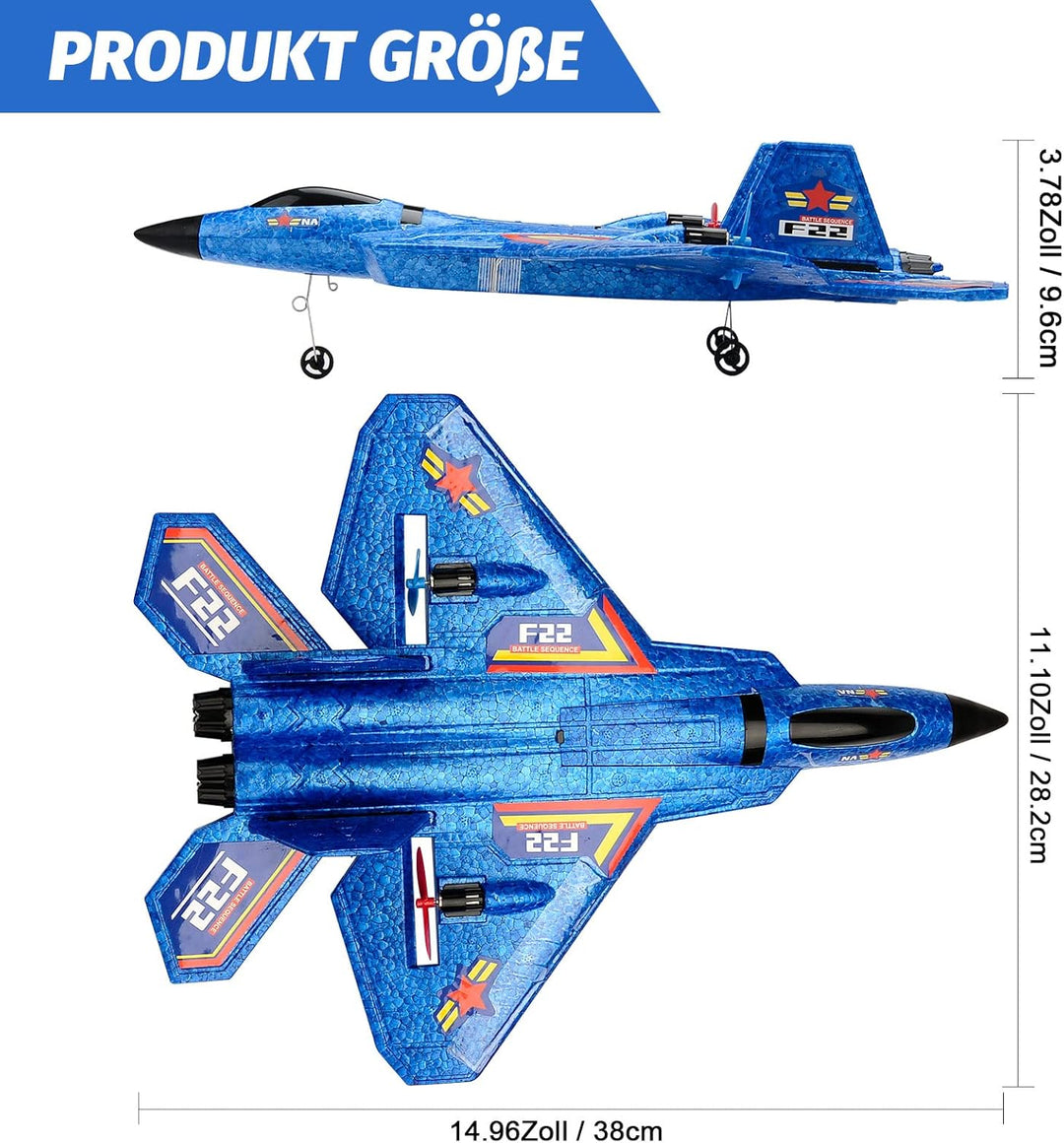 Fremego F-22 RC Flugzeug, 2.4Ghz Ferngesteuertes Flugzeug Raptor Fighter Flugzeug Modell Spielzeug m