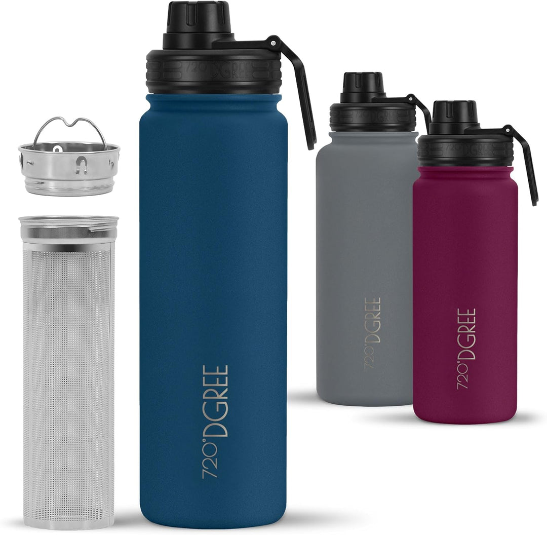 720°DGREE Edelstahl Thermo Trinkflasche 710ml “noLimit” +Früchtebehälter - Auslaufsicher, Kohlensäur