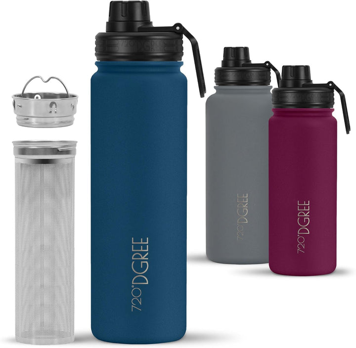 720°DGREE Edelstahl Thermo Trinkflasche 710ml “noLimit” +Früchtebehälter - Auslaufsicher, Kohlensäur