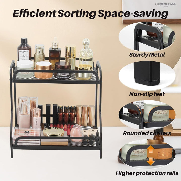 Badezimmer-Organizer mit 2 Ebenen, multifunktional, Make-up-Organizer, Regal und Küchenregal, Aufbew