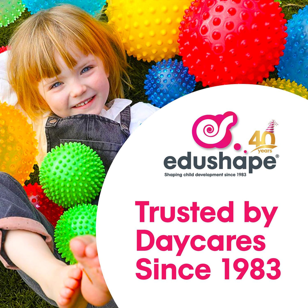 Edushape Sensory Mini Balls for Baby - Pack of 6 Solid Color Baby Balls That Help Enhance Gross Moto