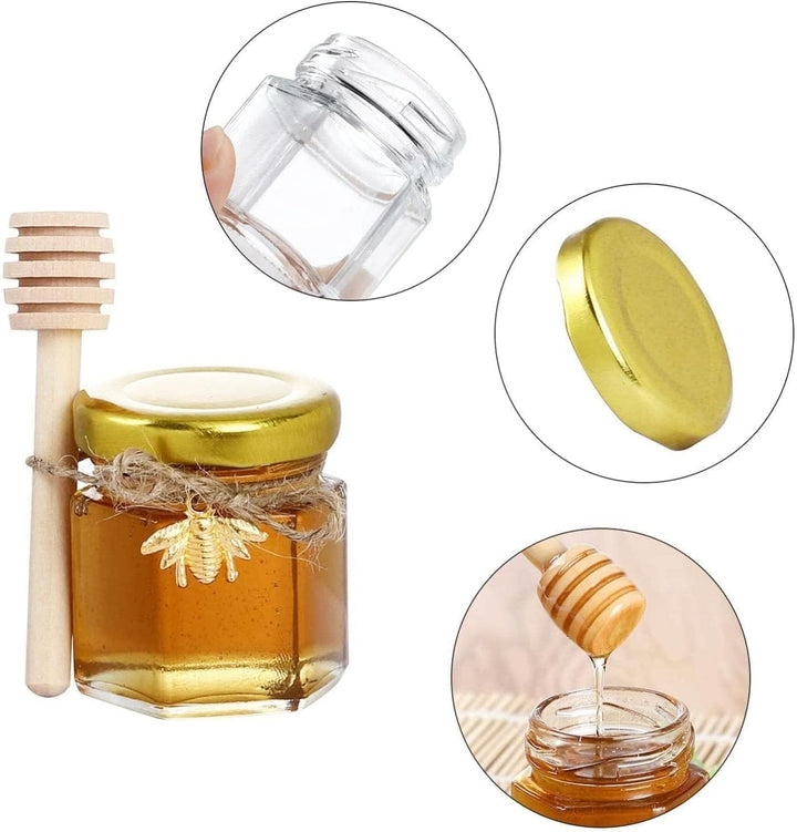 40 Pack Honiggläser, 45ml Mini Glas Honig Marmeladengläser klein mit Honiglöffel, Biene Anhänger, Ju