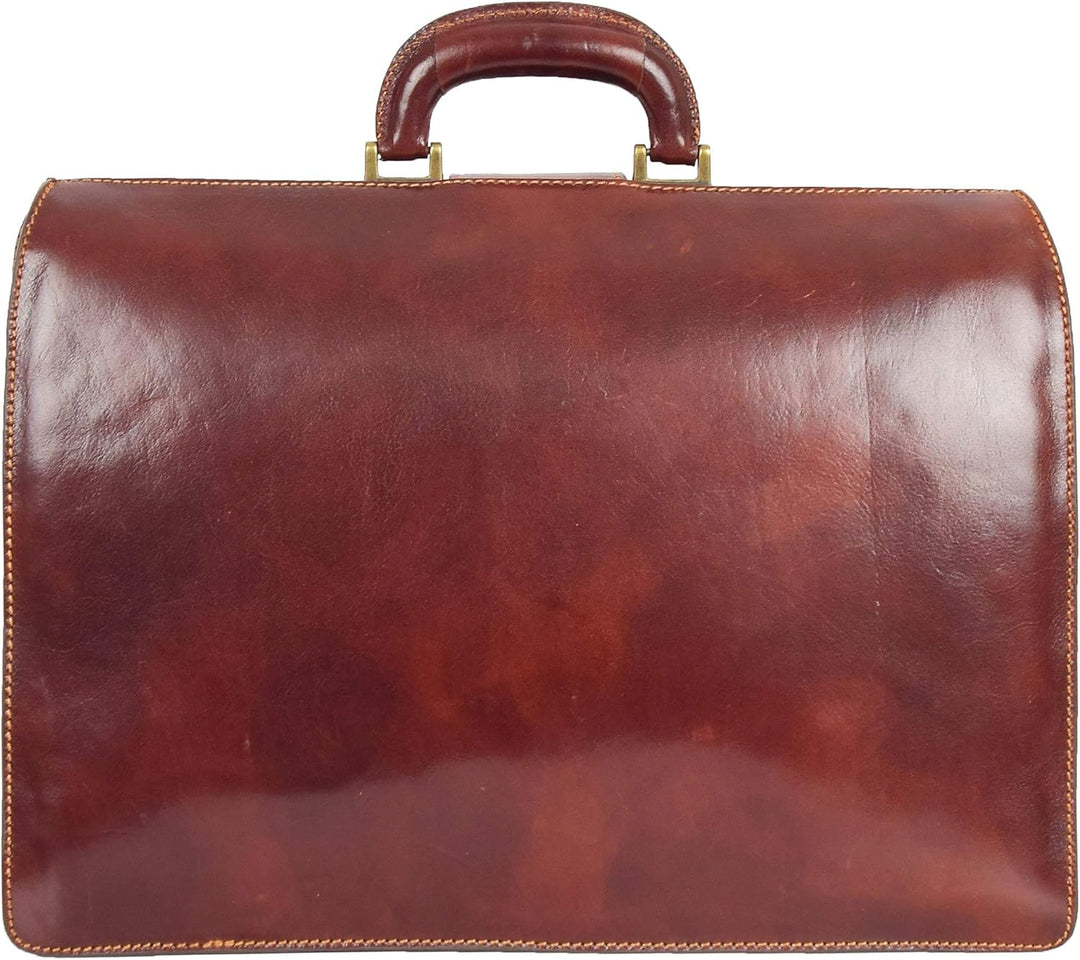 A1 FASHION GOODS Italienisches Leder Aktentasche für Ärzte Geschäft Profis Gladstone Tasche Braun Dj