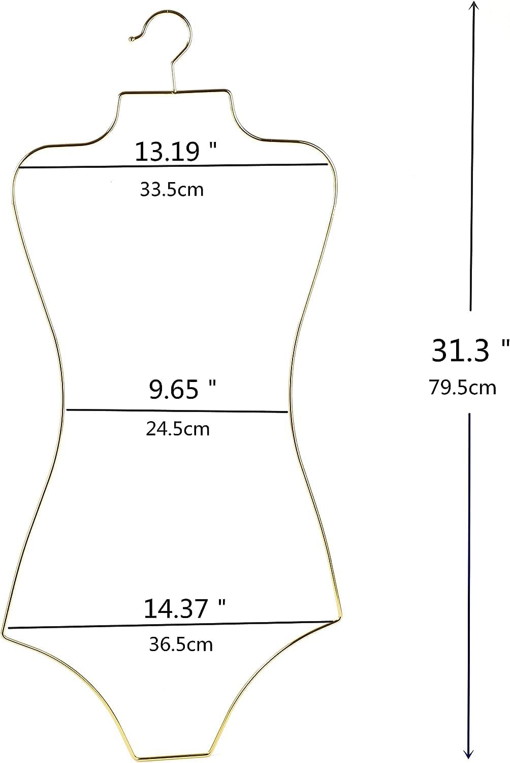 Arekuaei Kleiderbügel, goldfarben, für Dessous, Körperform, Metall, für Bikini, Bademode, 10 Stück