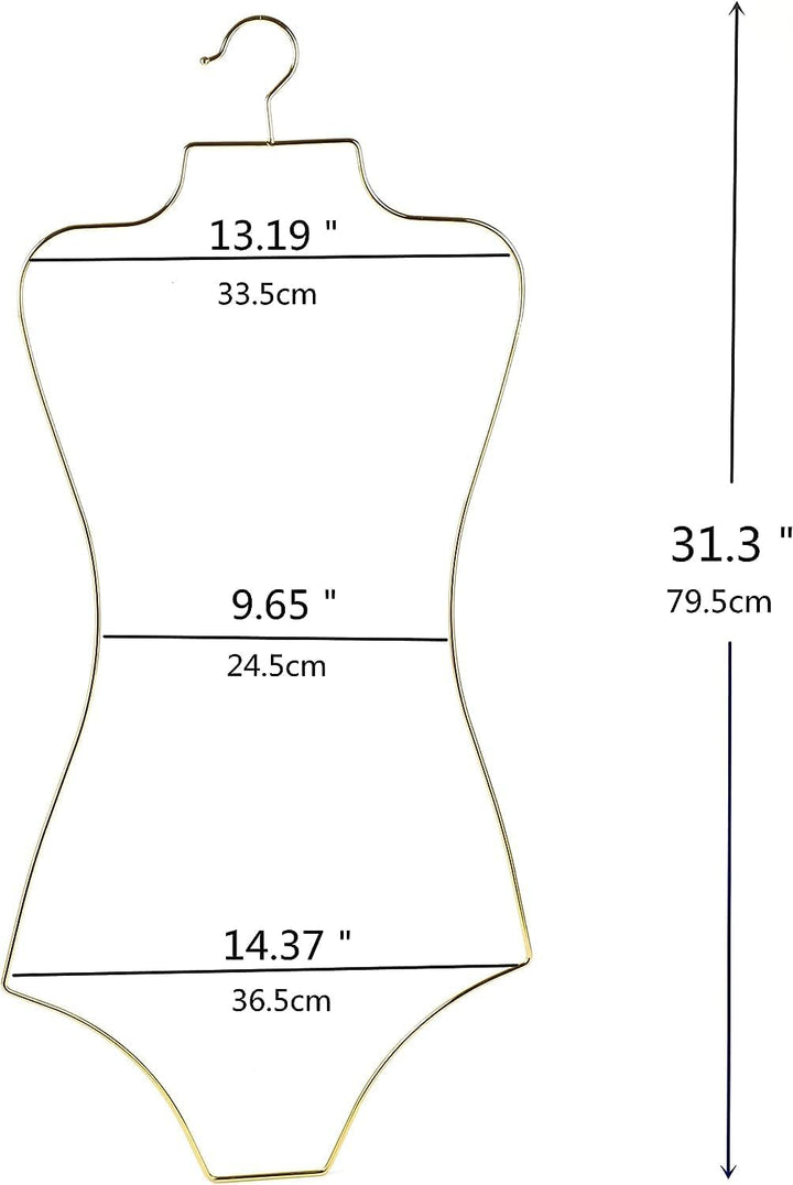 Arekuaei Kleiderbügel, goldfarben, für Dessous, Körperform, Metall, für Bikini, Bademode, 10 Stück