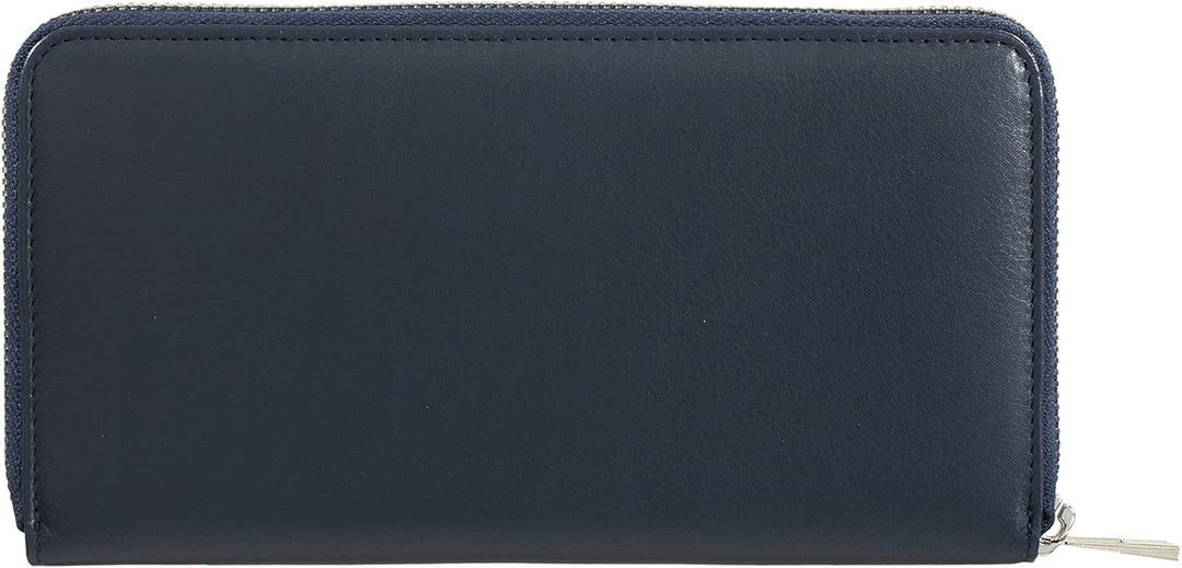 DUDU Grosse Bunte Damenbrieftasche RFID in echtem Leder mit Rundum - Reissverschluss Navy, Navy