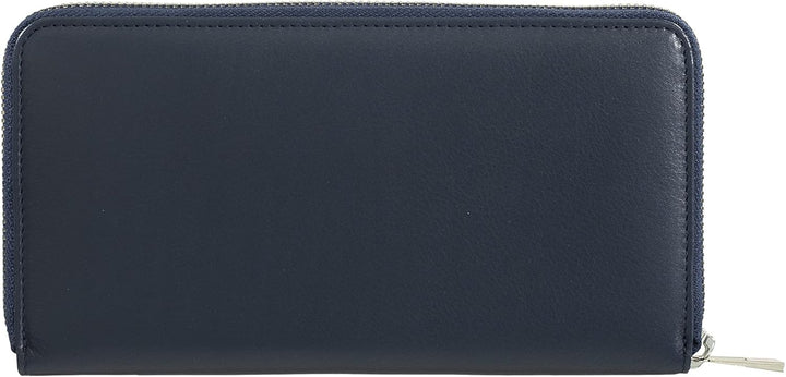 DUDU Grosse Bunte Damenbrieftasche RFID in echtem Leder mit Rundum - Reissverschluss Navy, Navy