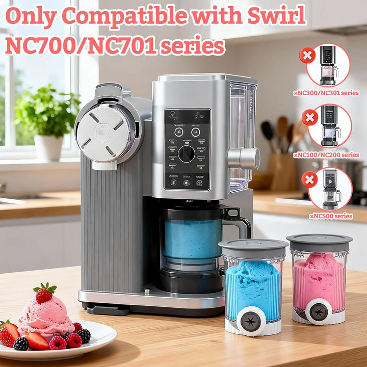2 Stück Creami Behälter Kompatibel mit Ninja NC700 NC701EU Serie, 480 ml Eiscreme Behälte Eismaschin