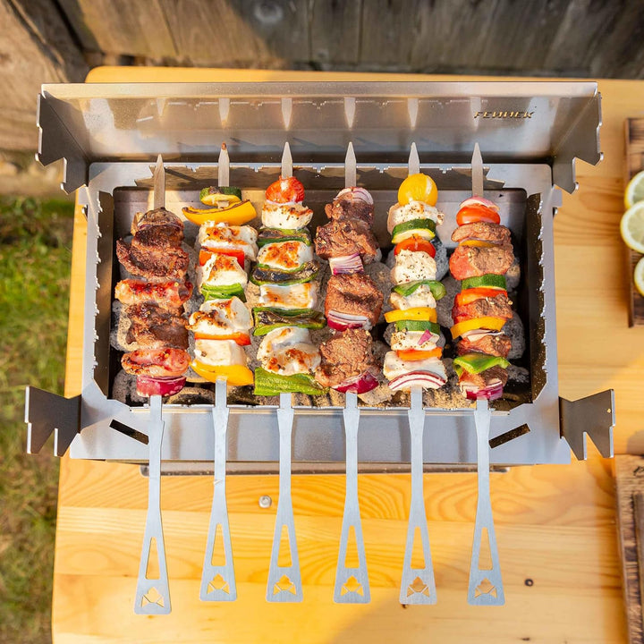 Grillspiesse und Halterung im Set | 10- teilig | Grillzubehör für den FENNEK 2.0 aus Edelstahl | Mad