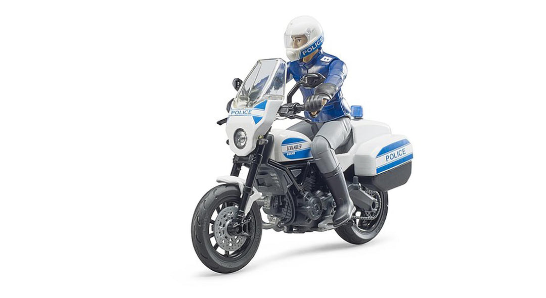 bruder 62731 - Bworld Scrambler Ducati Polizeimotorrad & Polizist - 1:16 Wachtmeister, Einsatzfahrze