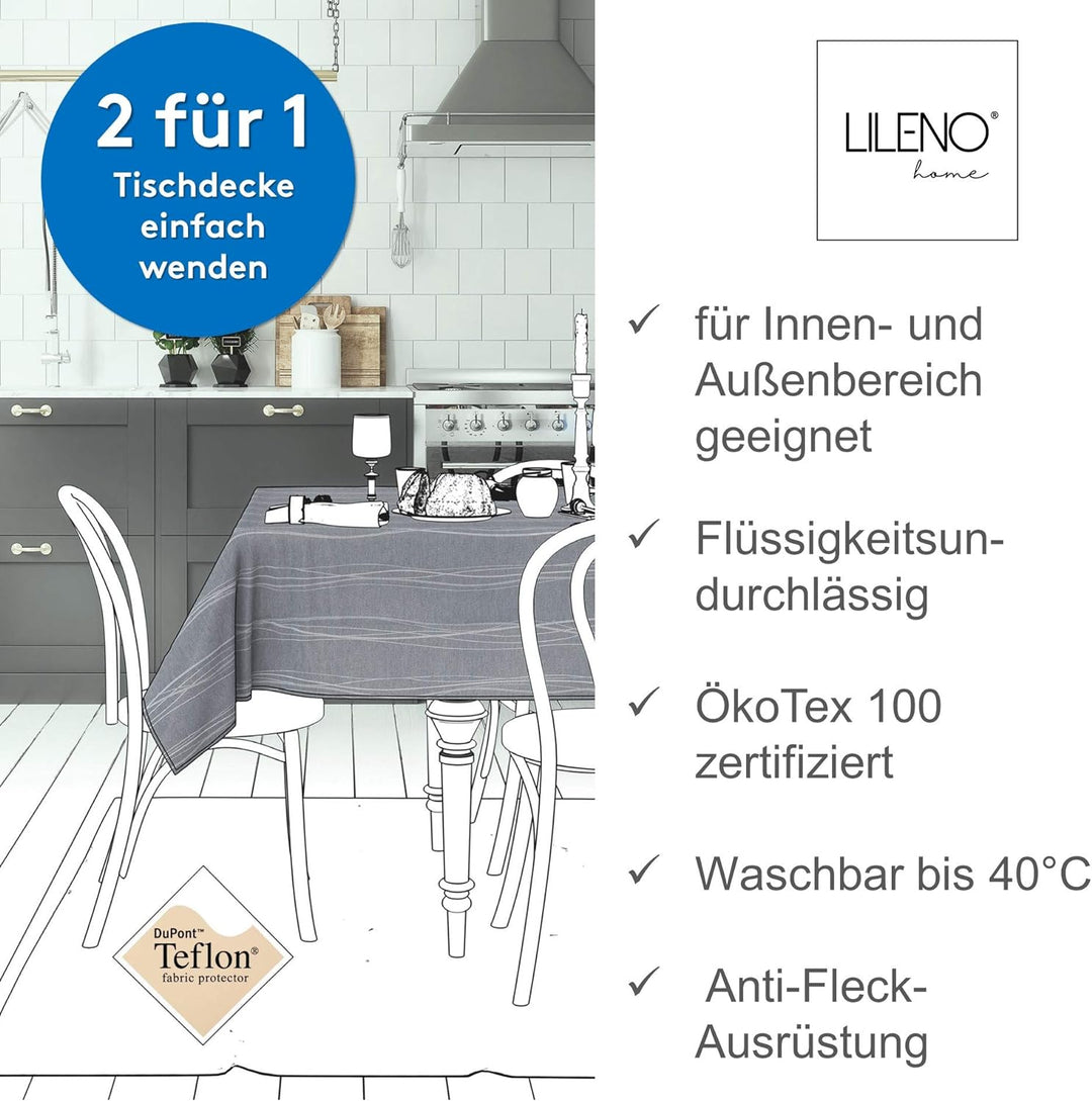 LILENO HOME Tischdecke abwaschbar als Meterware 2000x140cm (Schnittkante) in Triangle rosé - Textil