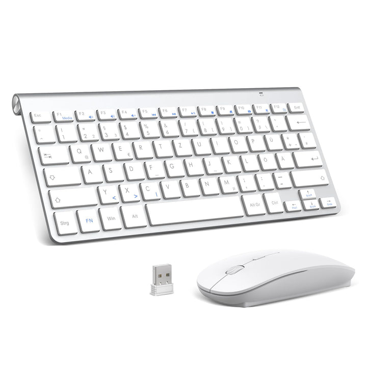 PINKCAT Mini Tastatur Maus Set Kabellos 2.4 GHz Kabellose Tastatur und Maus Ergonomisch Slim Tastatu