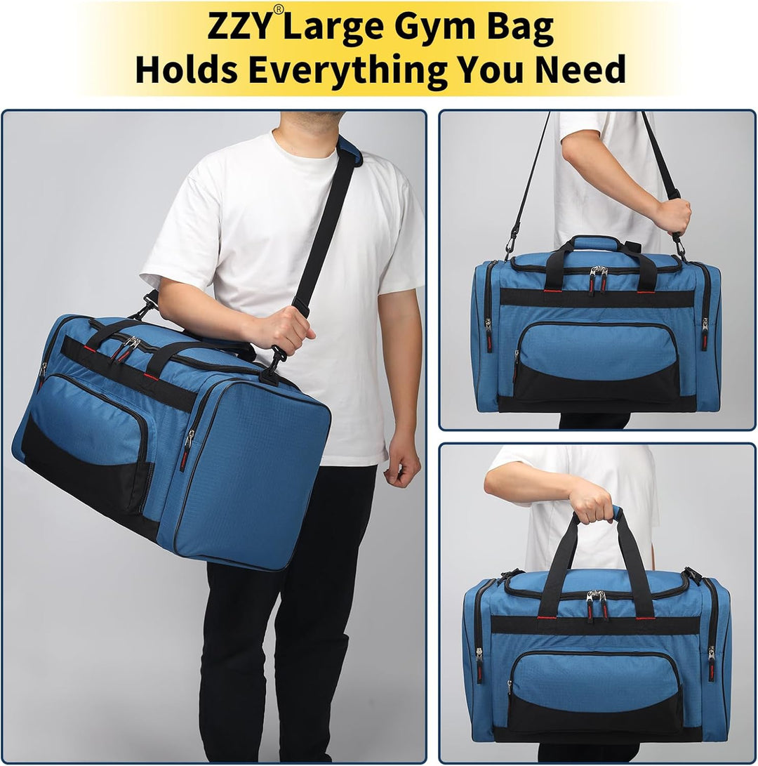 ZZY 55L Sporttasche Herren mit 2 Seitentaschen grosse Reisetasche für Fitness, Training und Reisen 5