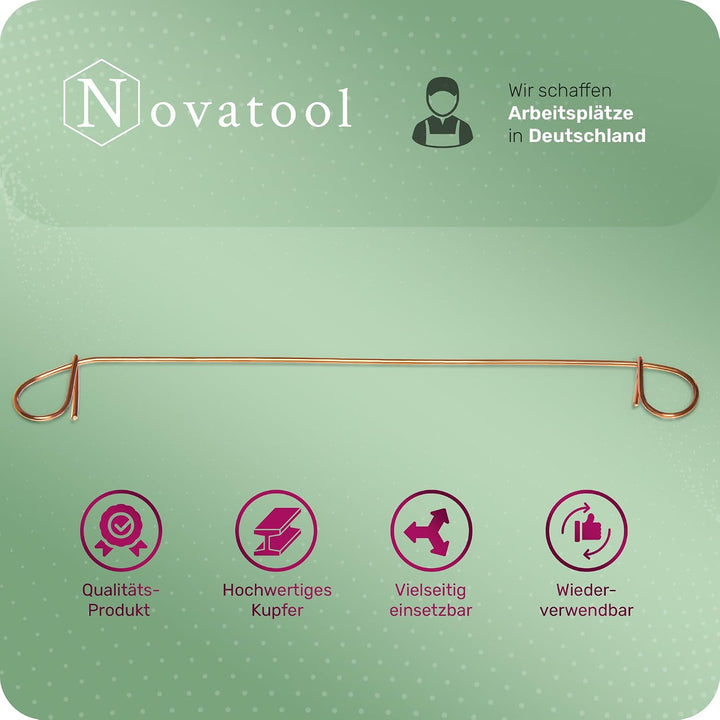 Novatool 1.000 Stück Rödeldraht mit Ösen 1 x 140mm Bindedraht verkupfert, robust &amp; langlebiger Drill