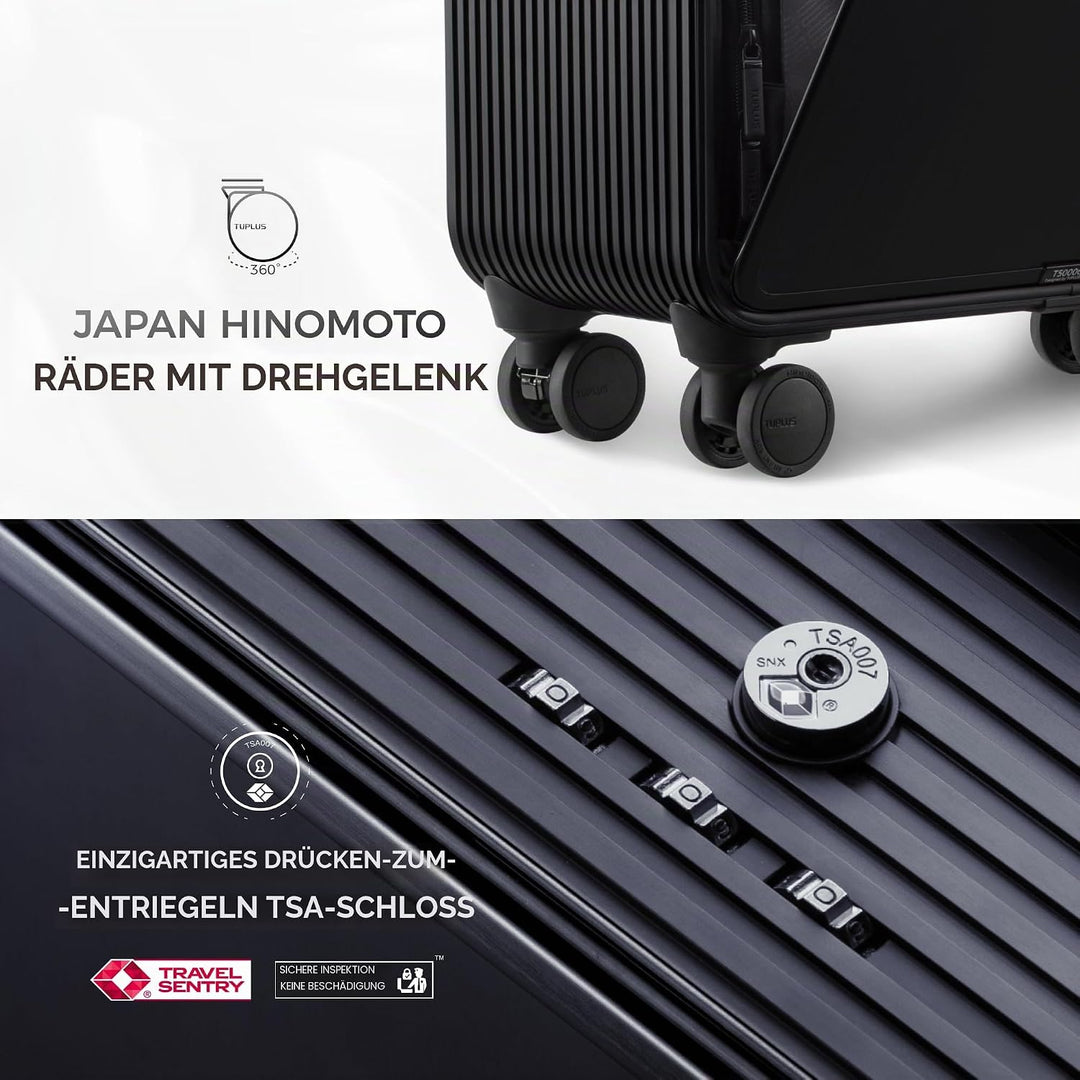 TUPLUS Koffer Aluminium Trolley Rollkoffer mit 4 Rollen Reisekoffer Handgepäck Hartschalenkoffer mit
