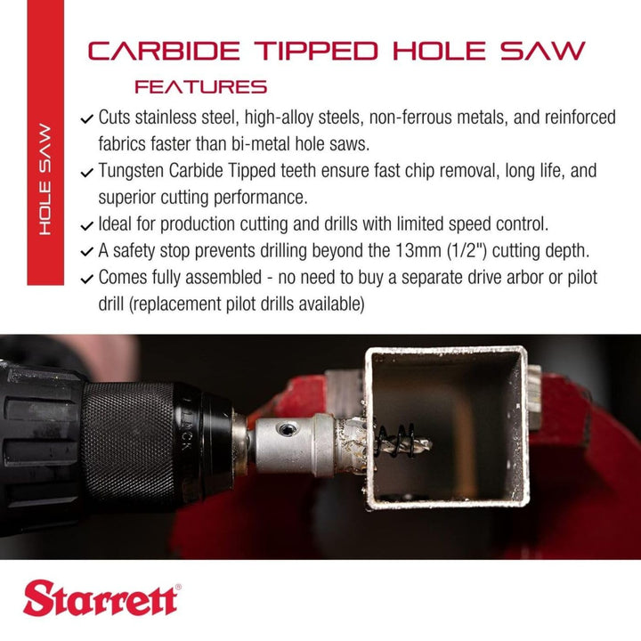 Starrett Hartmetall-bestückte Lochsäge - SM34 Blechschneider mit Aufnahme- und Zentrierbohrer - zum
