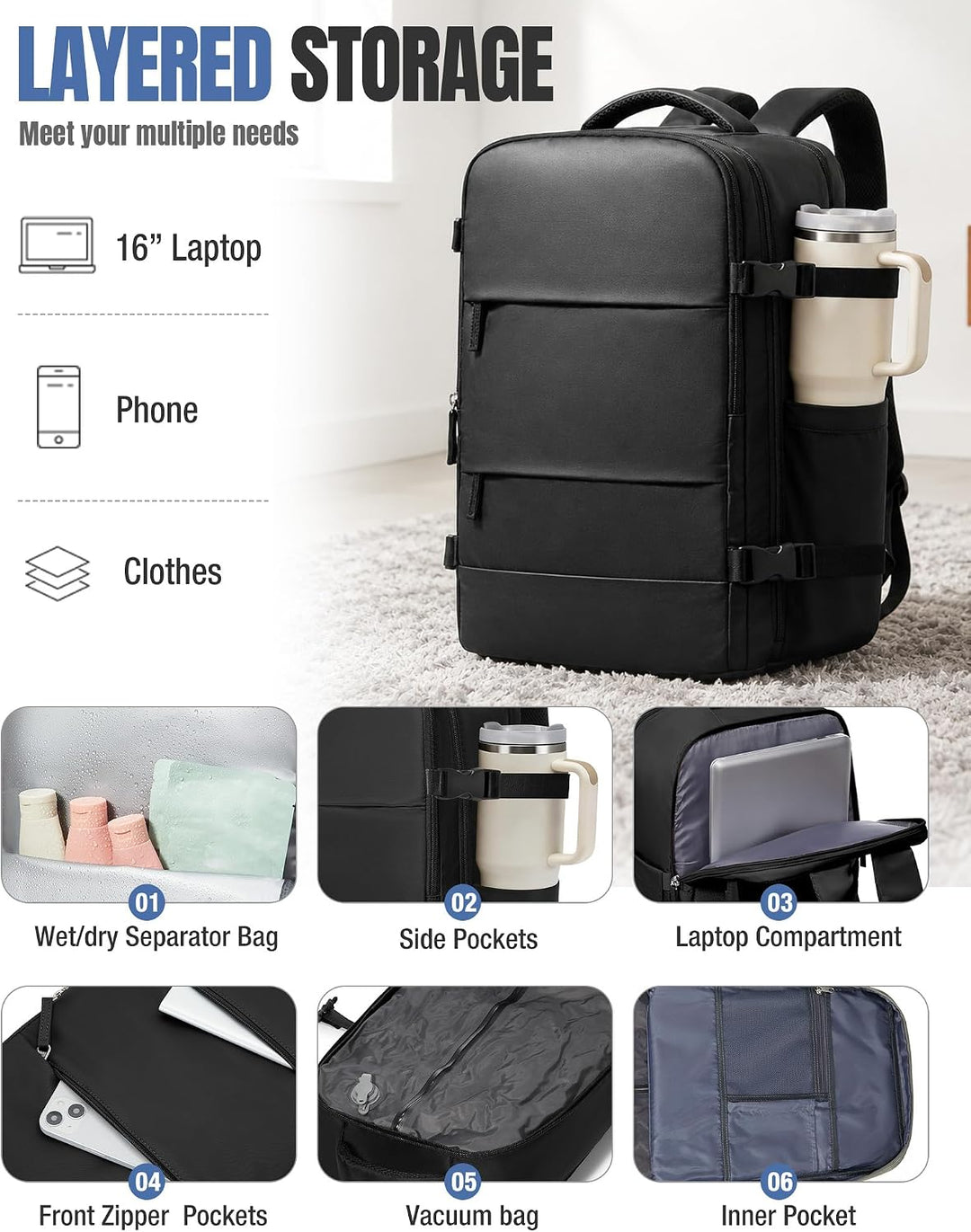 SZSYCN Ryanair Handgepäck 40x30x20 Vakuum Flugzeug Rucksack 40x30x20 Vakuum Mit Pumpe Ryanair Reiser
