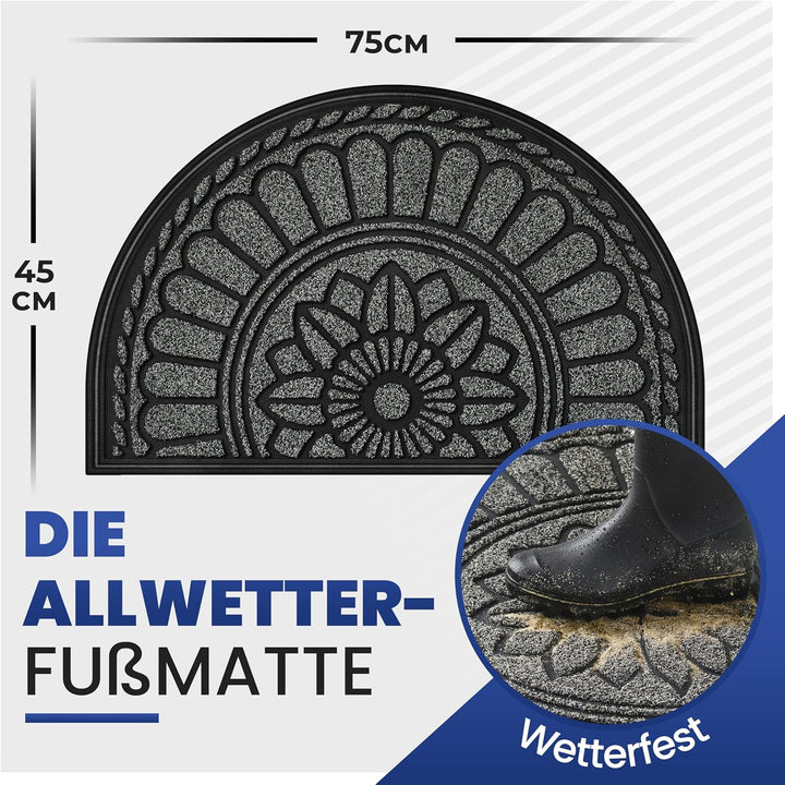 Mibao Fussmatte 45 x 75 cm, rutschfeste Eingangsmatte, strapazierfähige Fussmatte, Schmutzfangmatte