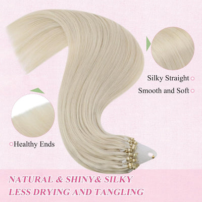YoungSee Microring Extensions Echthaar Blond Microring Hair Extensions Lang Micro Ring Hair Extensio