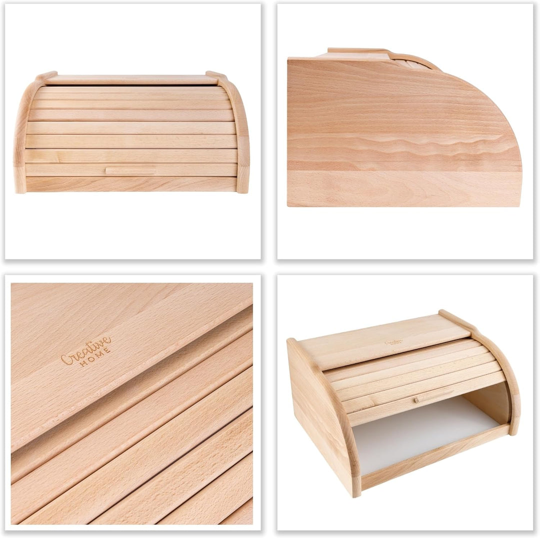 Creative Home Brotkasten Holz | 38 x 28,5 x 17,5cm (+/-1cm) | Perfekte BrotBox für Brot Brötchen Kuc