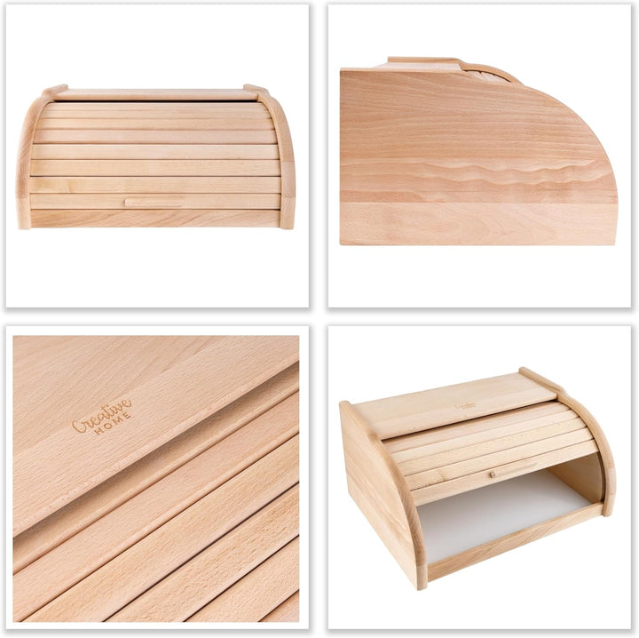 Creative Home Brotkasten Holz | 38 x 28,5 x 17,5cm (+/-1cm) | Perfekte BrotBox für Brot Brötchen Kuc