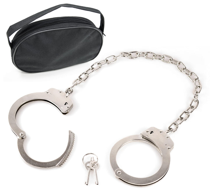 PRODEF ® Fussschelle aus hochwertigem Stahl, Double-Lock Sicherung, verschweisste 41 cm Kette, inkl.