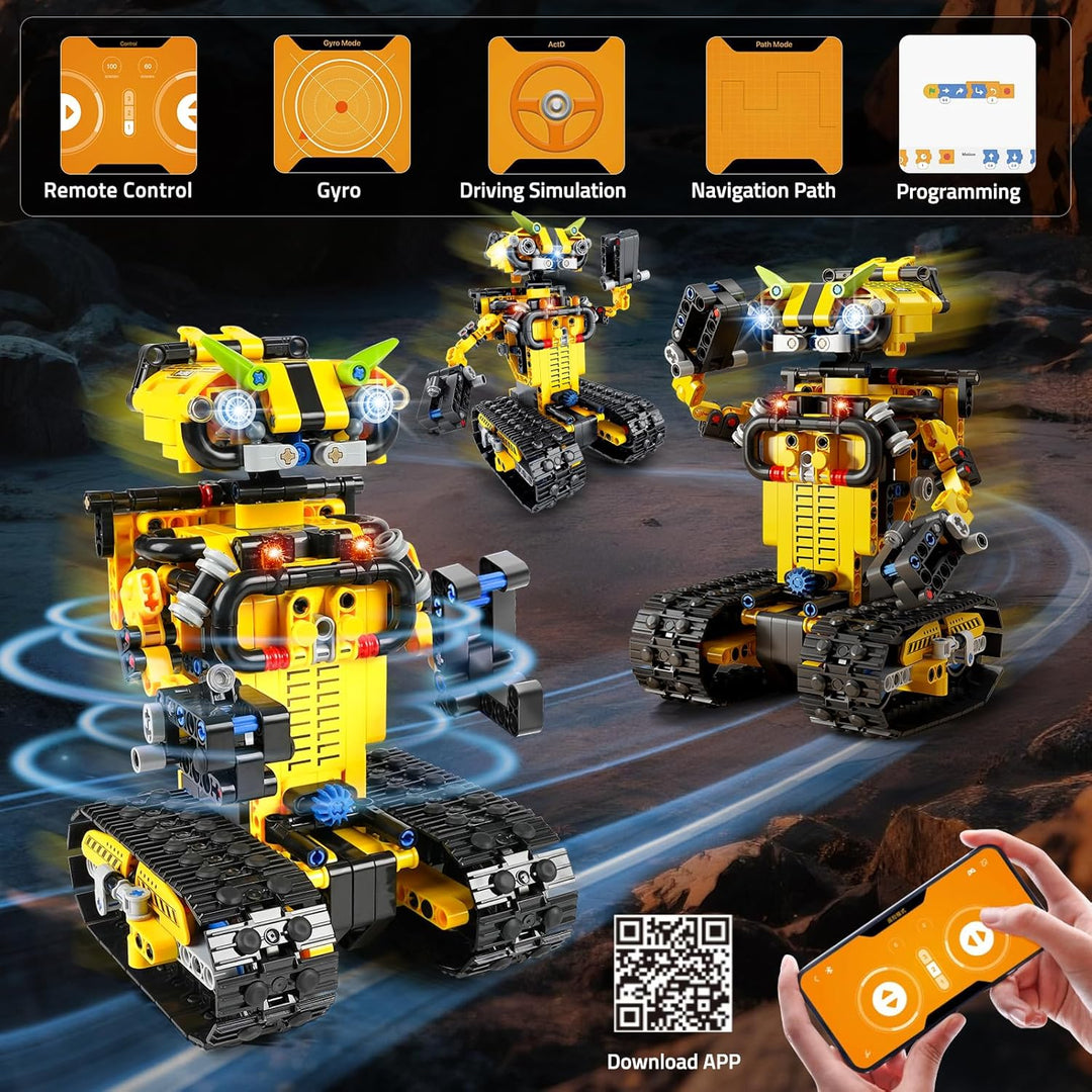 Technik Ferngesteuert Roboter für Kinder - 730 Teiles 2-in-1 APP Fernbedienung Bausatz RC Robot Bull