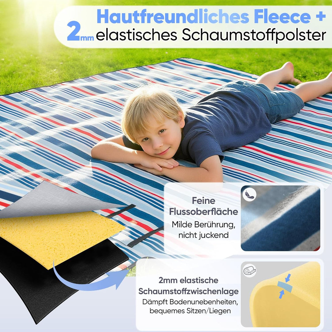 Sekey Picknickdecke Wasserdicht 200x300cm, Sandfeste Strandmatte, PEVA-Wasserdichter Untergrund, Str