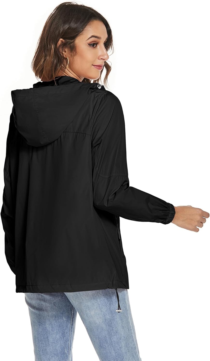 iWoo Regenjacke Damen Wasserdicht Atmungsaktiv Dünne Regenmantel Leichte Jacke Outdoorjacke Windbrea