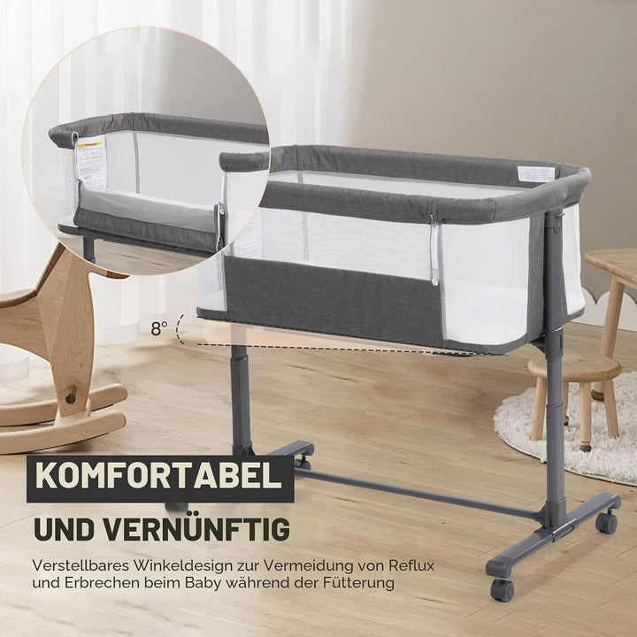 3 in 1 Babybett, Babywiege, Babywiege, Babybett, Nachttisch, Reisebett, mit Matratze und Wickeltisch