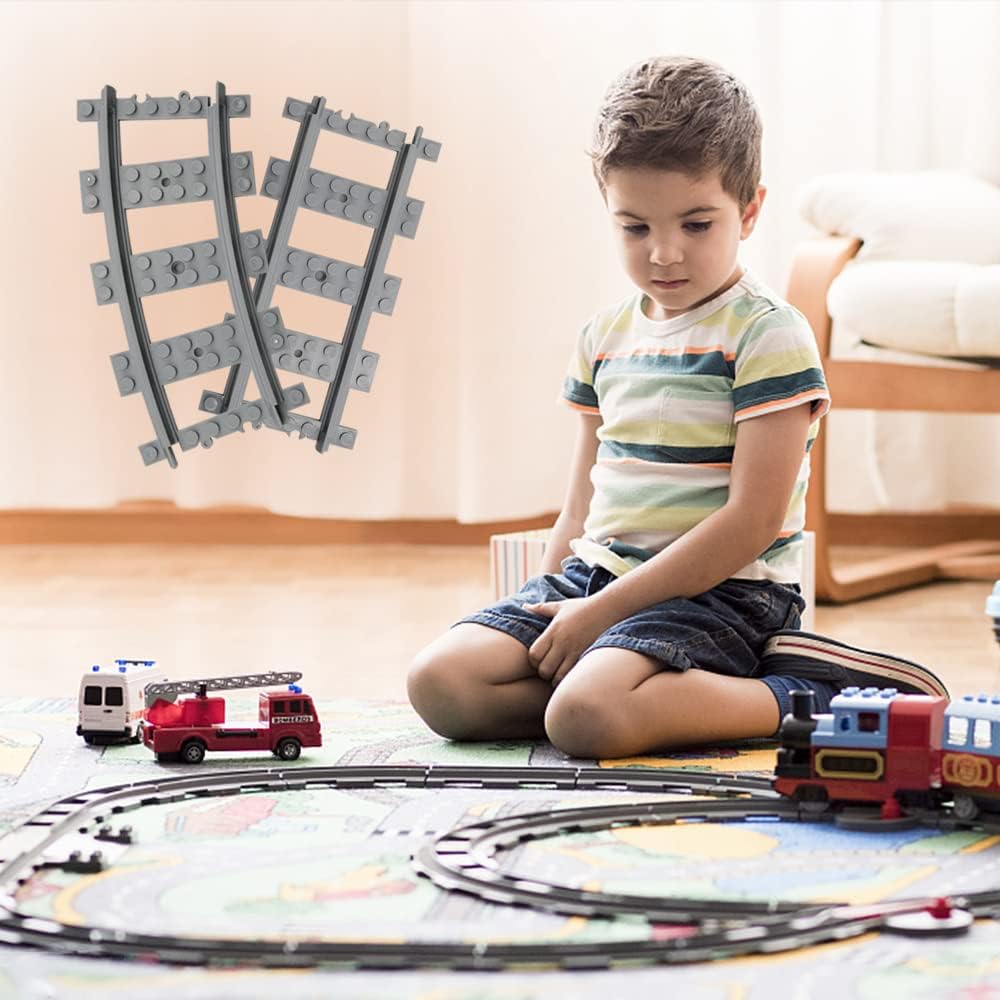 hocadon 40 x City Bausteine Schienen, Eisenbahn Erweiterungs Sets, City Schienen Zug für Bausteine G