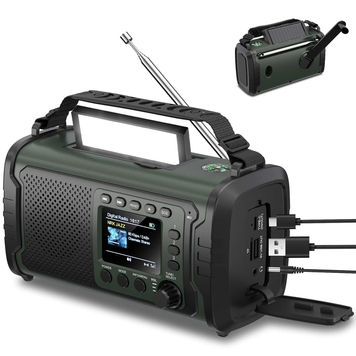 27000mAh DAB/DAB+ Notfallradio mit Kurbel, Solar & USB Laden, Bluetooth 5.3, Powerbank-Funktion, SOS