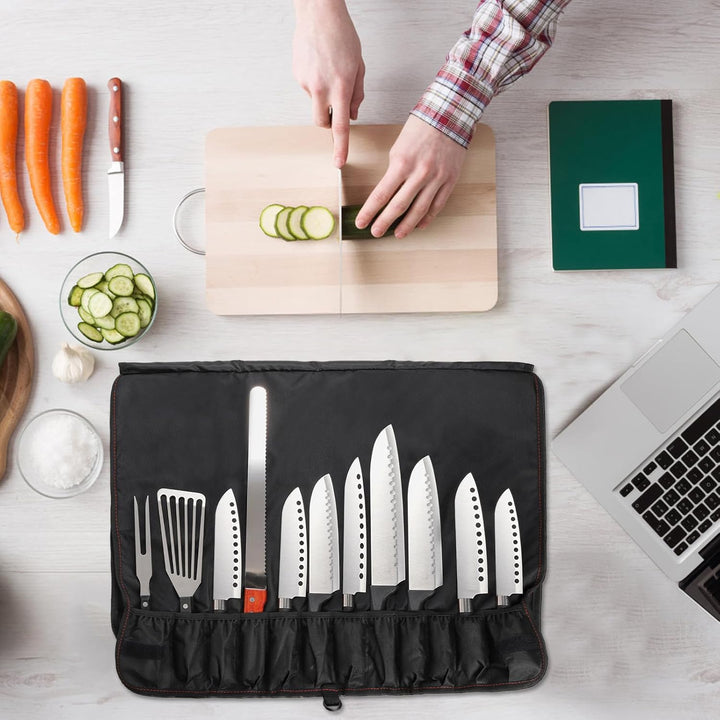 Tosnail Chef Messer Roll Tasche, Heavy Duty Messer Tasche mit 21 Slots & 1 grosse Reissverschlusstas