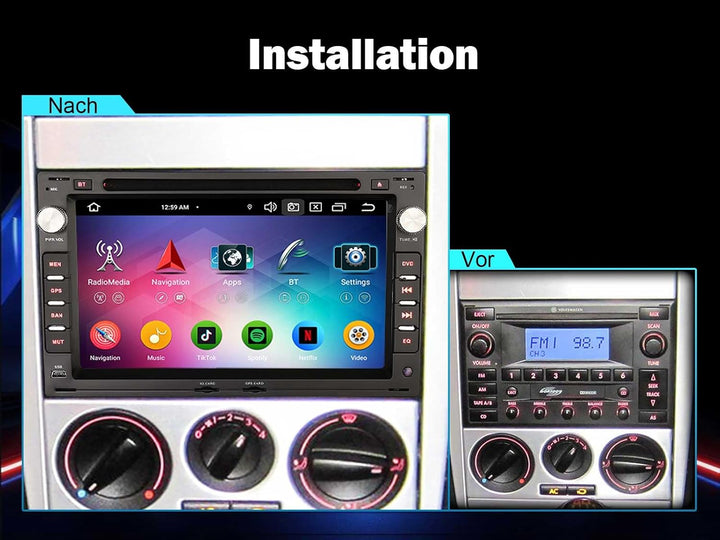 Erisin 7 Zoll 8-Kern 4GB+64GB Android 14 Autoradio Bluetooth GPS Navi für VW Passat B5 Jetta Golf 4