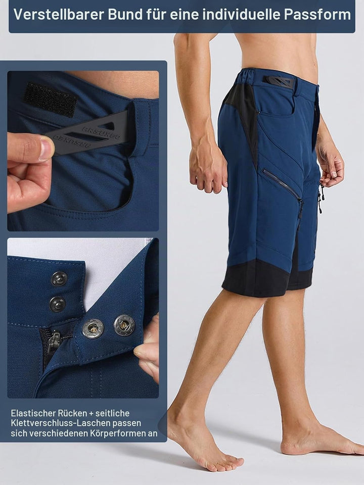 ARSUXEO Radhose Herren MTB Shorts ohne Polsterung Radfahren Shorts Klassisch Wasserdicht 1903 Dunkel