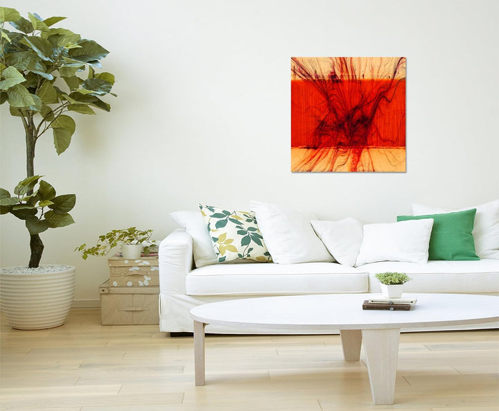 Paul Sinus Art Abstraktes Bild auf Leinwand rot krass Abstrakt136- dekorativer Einteiler Wandbild 60