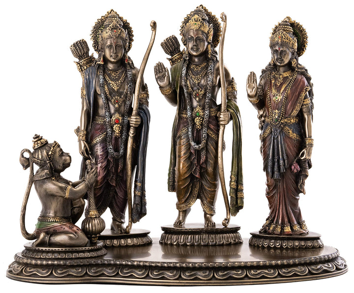 Top Collection Statue Rama, Sita und Lakshmana, aus kaltgegossener Bronze, 26,7 x 19,1 cm