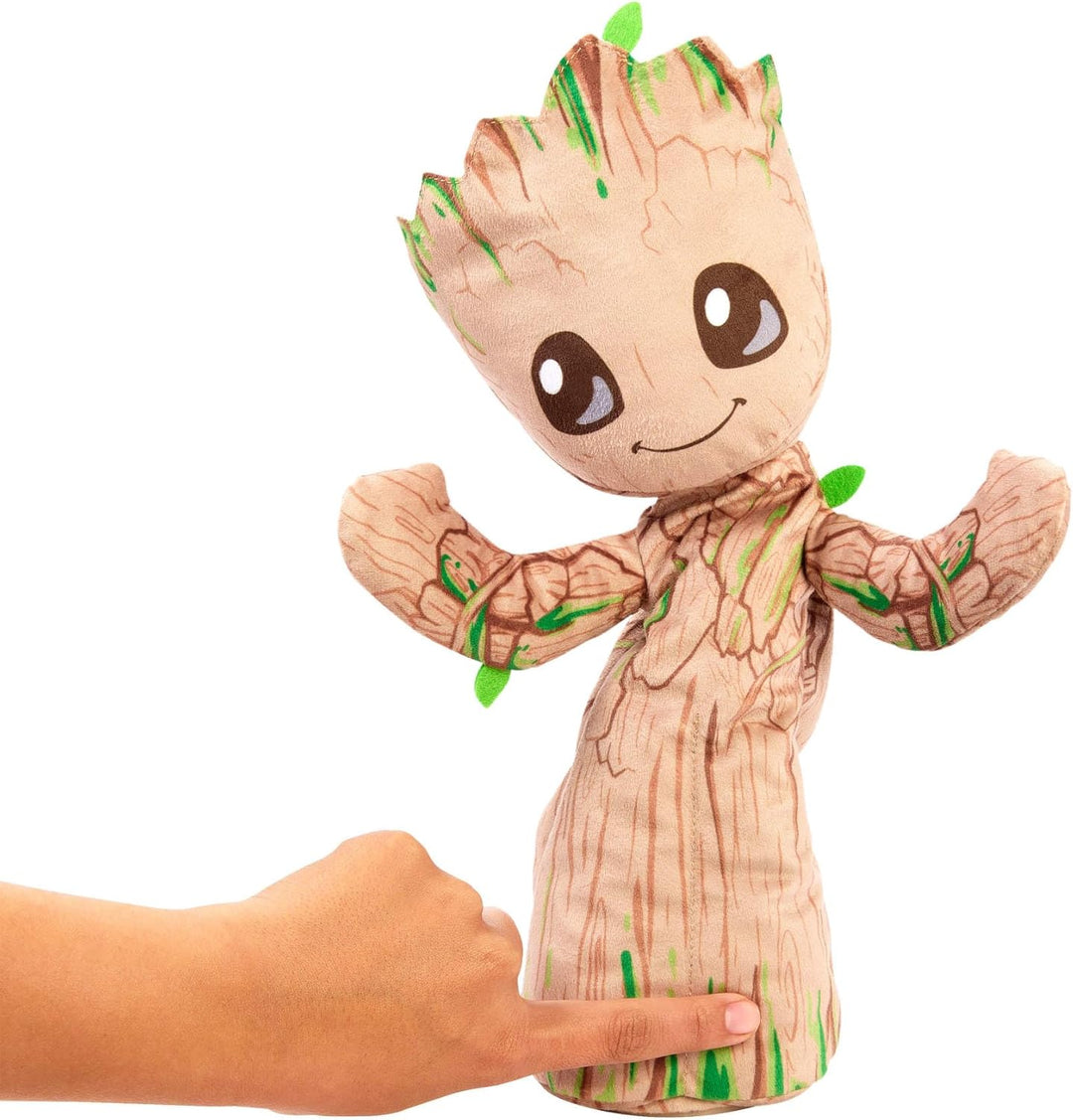 Mattel Marvel Plüschfigur, Tanzender Groot, englischsprachiges Kuscheltier, ca. 33 cm gross mit Gerä