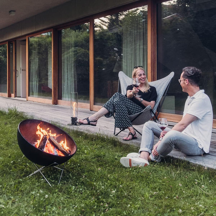höfats - Bowl 57 Plancha Set tief - raucharme Verbrennung - Feuerstelle und Plancha Grill - kippbare