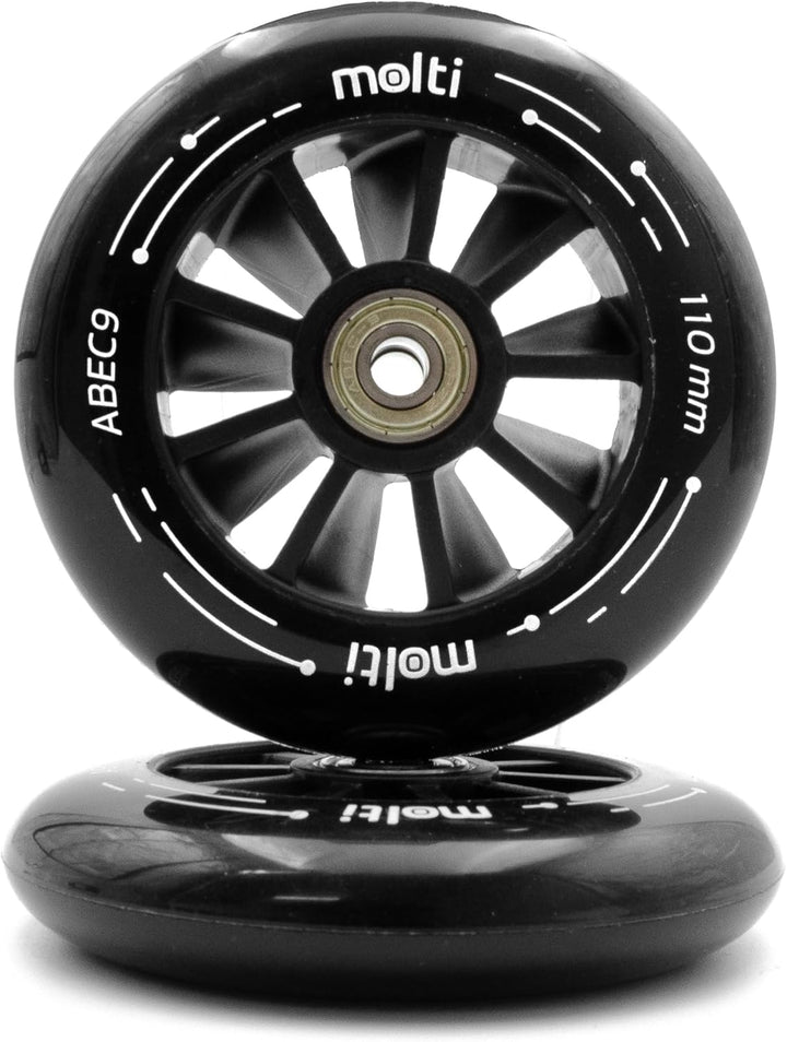 molti 2 Ersatzräder Ersatzrollen 100/110mm mit ABEC-9 Chrom 2er Set wheels Skaterrollen, Scooterroll