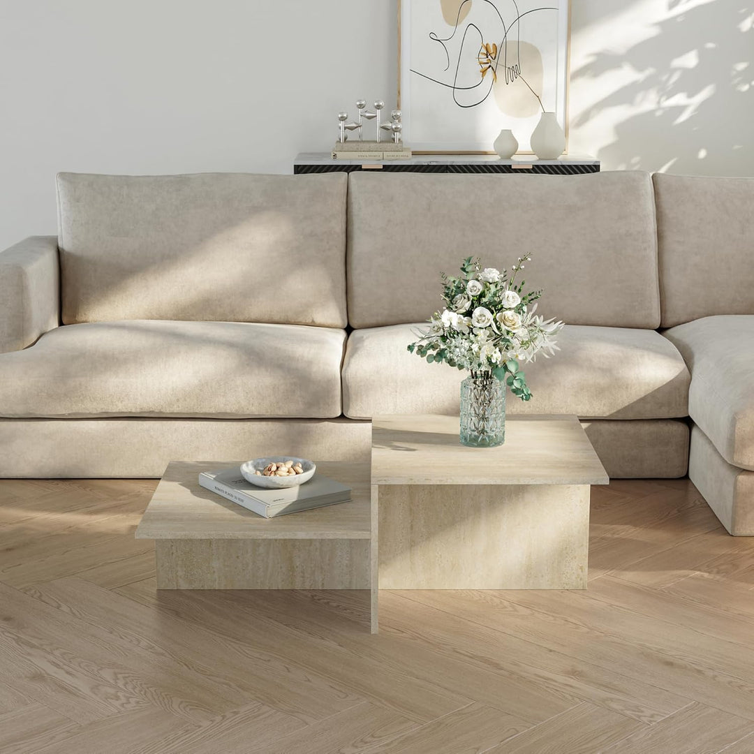 [en.casa] Couchtisch Taniena Wohnzimmertisch mit doppelter Tischplatte eckig Beistelltisch 100 x 55