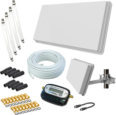 Selfsat H30D4+ Flachantenne Quad + 50m Kabel + Fensterhalterung + SAT-Finder + 4 Fensterdurchführung