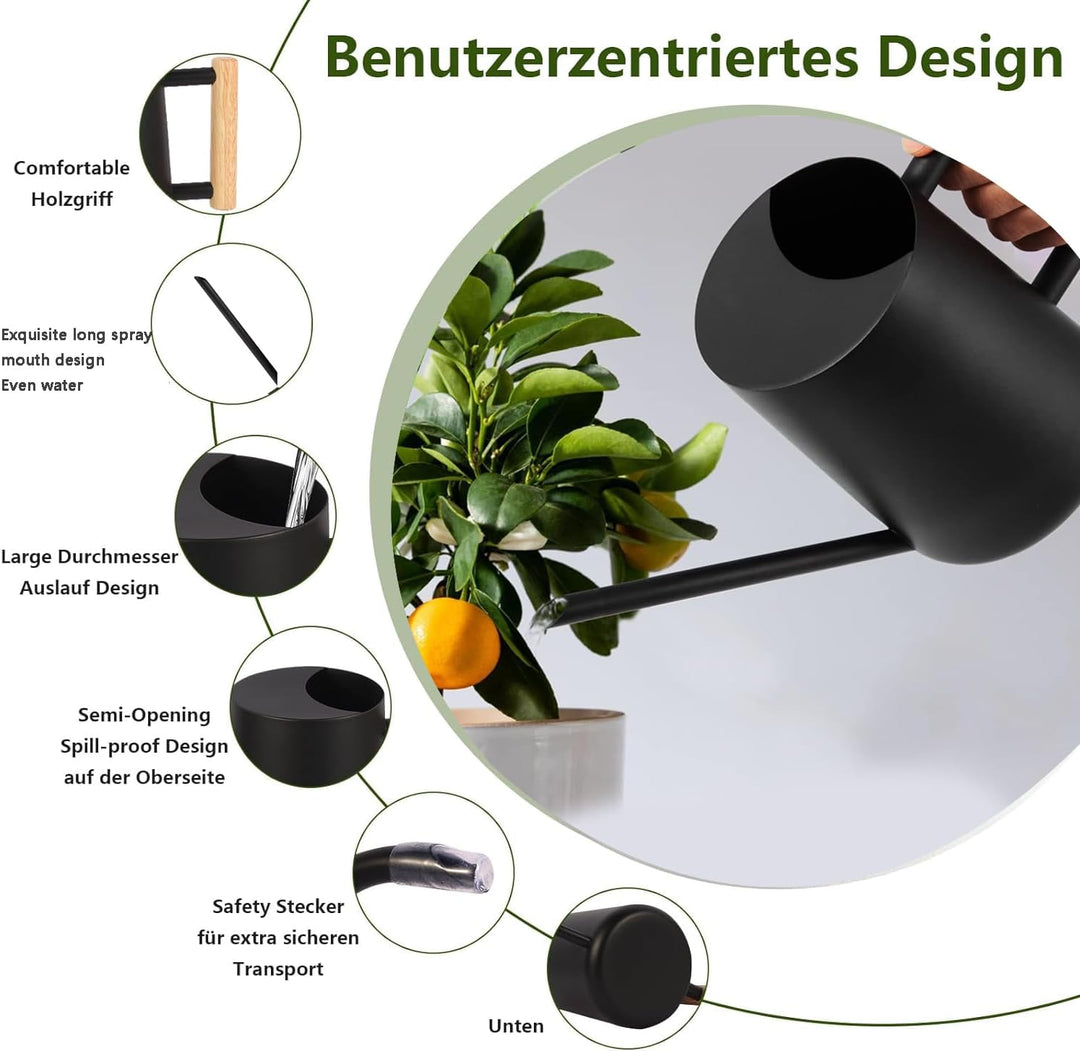 Giesskanne Zimmerpflanzen, 1000ml Metall Edelstahl Giesskanne Kleine Moderne Bewässerung Topf mit la