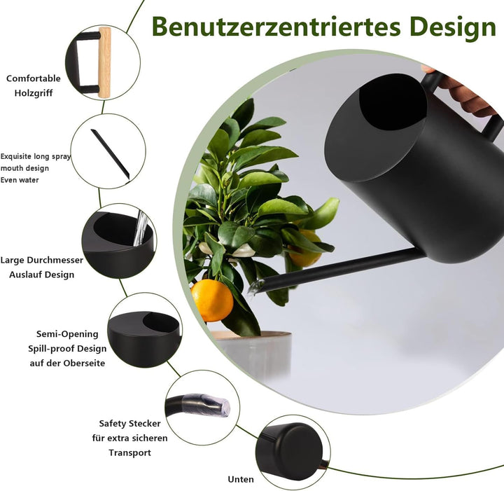 Giesskanne Zimmerpflanzen, 1000ml Metall Edelstahl Giesskanne Kleine Moderne Bewässerung Topf mit la