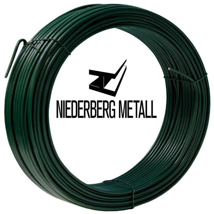 NIEDERBERG METALL 70m Spanndraht 3,8mm - Bindedraht Grün Ummantelt - Maschendraht Zaun Metall Draht